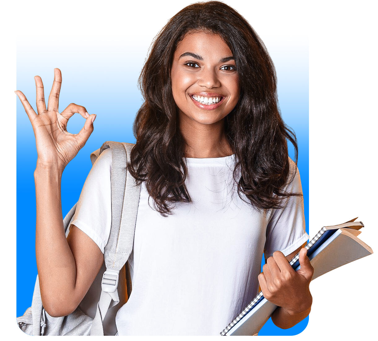 Happy student with books